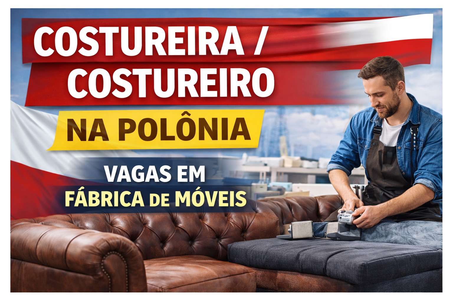 🇵🇱 Oportunidade de Trabalho na Polônia Indústria de Móveis – Treinamento Incluído  Estamos iniciando um novo projeto de recrutamento internacional para trabalhadores que desejam trabalhar legalmente na Europa.  Nosso parceiro na Polônia pretende contratar grandes volumes de profissionais todos os meses, começando com um projeto piloto.  📌 Primeira Etapa do Projeto  Inicialmente serão recrutadas:  20 pessoas para trabalhar em uma fábrica de móveis, na função de:  🧵 Costureira / Costureiro (Seamstress / Tailor)  Esses profissionais irão trabalhar na produção e acabamento de móveis estofados.  👨‍🏭 Perfil dos Candidatos  Uma grande vantagem desta oportunidade é que não é necessário ter diploma ou formação profissional.  A empresa oferece treinamento completo no local de trabalho.  O candidato precisa apenas ter:  ✔ Conhecimento básico de costura ✔ Já ter costurado alguma vez (mesmo que em casa) ✔ Vontade de aprender ✔ Disposição para trabalhar em equipe ✔ Ser uma pessoa comprometida e responsável  A empresa procura pessoas motivadas que realmente desejam aprender e crescer profissionalmente.  📈 Possibilidade de Grande Escala de Contratação  O objetivo da empresa é contratar grandes grupos de trabalhadores todos os meses.  O plano é o seguinte:  • Projeto piloto inicial: 20 trabalhadores • Se o desempenho for positivo: 50 trabalhadores por mês • Expansão futura: até 100 trabalhadores por mês  Isso significa excelentes oportunidades para novos candidatos nos próximos meses.  🌎 Idioma Não é um Problema  Uma das maiores vantagens deste programa:  ❌ Não é necessário falar inglês ou polonês.  Cada trabalhador recebe:  👨‍💼 Um coordenador dedicado  Esse coordenador:  • fala o idioma do trabalhador • está disponível 24 horas por dia / 7 dias por semana • ajuda na adaptação no país • auxilia na resolução de qualquer problema  🏠 Moradia  A empresa oferece assistência com acomodação.  🏠 O alojamento é organizado pela empresa e possui custo parcialmente subsidiado, tornando a moradia muito mais acessível para os trabalhadores.  💰 Salário  O salário oferecido é de:  31,40 PLN bruto por hora ( 44,80 Real brasileiro)  Se trabalhar 44 horas por semana = R$ 1.936 x 4 semanas = aprox R$ 7.744,00  Este valor inclui os impostos obrigatórios.  A empresa garante:  ✔ pagamento oficial ✔ salários pagos corretamente ✔ pagamentos dentro do prazo ✔ contrato de trabalho legal  ⚖️ Trabalho 100% Legal  A empresa possui longa experiência no mercado e garante:  ✔ Emprego totalmente legal ✔ Contrato conforme as leis trabalhistas da Polônia ✔ Processamento oficial da folha de pagamento ✔ Transparência nos pagamentos  ✈️ Viagem para a Polônia  Cada trabalhador será responsável por comprar sua própria passagem de viagem.  No entanto:  💰 Se o trabalhador completar todo o período do contrato, a empresa poderá reembolsar parte do valor da passagem aérea.  Esse valor será pago juntamente com o último salário.  💵 Sistema de Adiantamento de Salário  Para ajudar os trabalhadores no início do trabalho, a empresa oferece um sistema de adiantamentos salariais.  Após cada 10 dias trabalhados, o trabalhador pode solicitar um adiantamento de:  💰 200 a 300 PLN  Isso ajuda a cobrir despesas pessoais até o pagamento do salário completo.  ⭐ Resumo da Oportunidade  📍 País: Polônia 🏭 Setor: Fábrica de móveis 🧵 Função: Costura / Produção de estofados 🎓 Experiência formal: não obrigatória 🗣 Idioma: não necessário 🏠 Moradia: assistência oferecida 💰 Salário: 31,40 PLN por hora (bruto) 📈 Possibilidade de contratação em grande escala  Vaga IDEAL para casais pois poderão viajar juntos.  ✅ Vaga IDEAL para casais pois poderão viajar juntos e para quem quer iniciar uma carreira trabalhando legalmente na Europa.  Lembre-se = Portugal fechou as portas para os Brasileiros e  Polônia deve ser seu plano B pois idioma NÃO será problema.